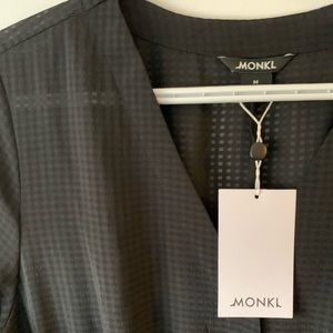 Monki Tiered Button-Front Sheer Check Dress